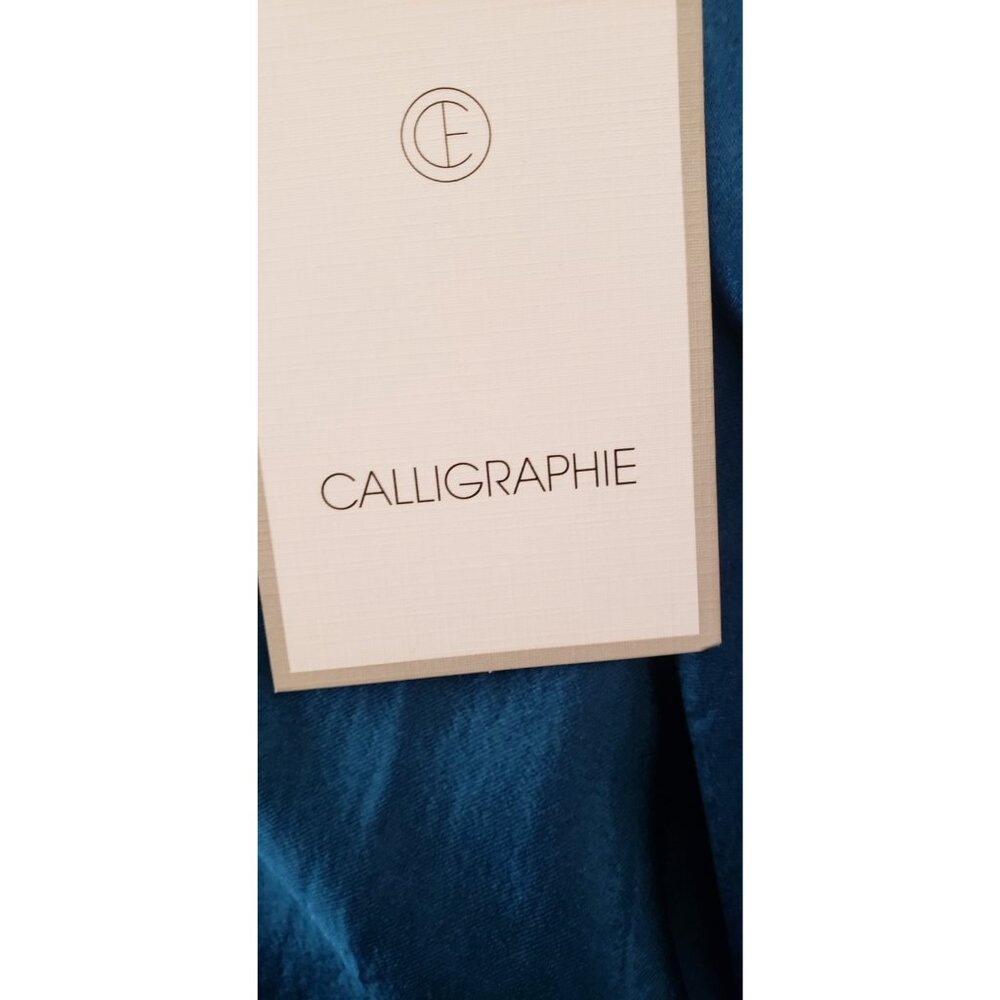 NWT CALLIGRAPHIE TURQUOISE SATIN MIDI SKIRT MEDIUM - Picture 7 of 9